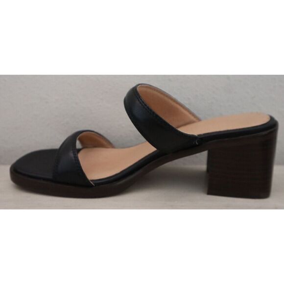Madewell Women's Sz 8M Black Leather The Saige Double Strap Heeled Sandals - Picture 6 of 11